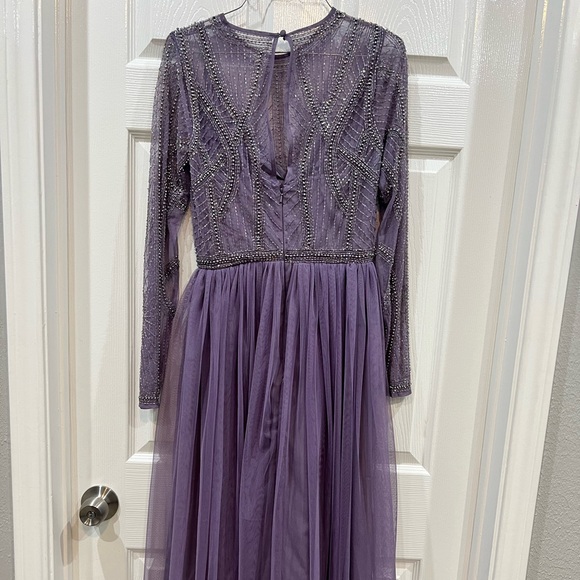 ASOS DESIGN embellished bodice midi dress with tulle skirt in Purple - Picture 6 of 7